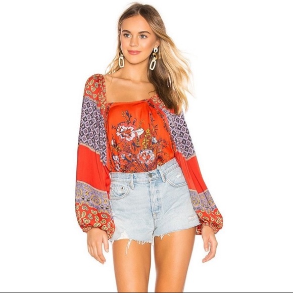 Free People Tops - Free People Postiano Printed Blouse in Red